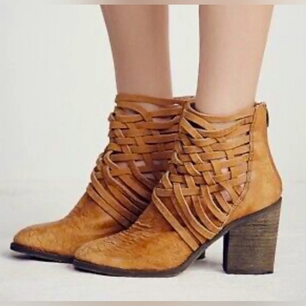 Free People Woven Leather Boots 41 US 10 - Picture 1 of 16